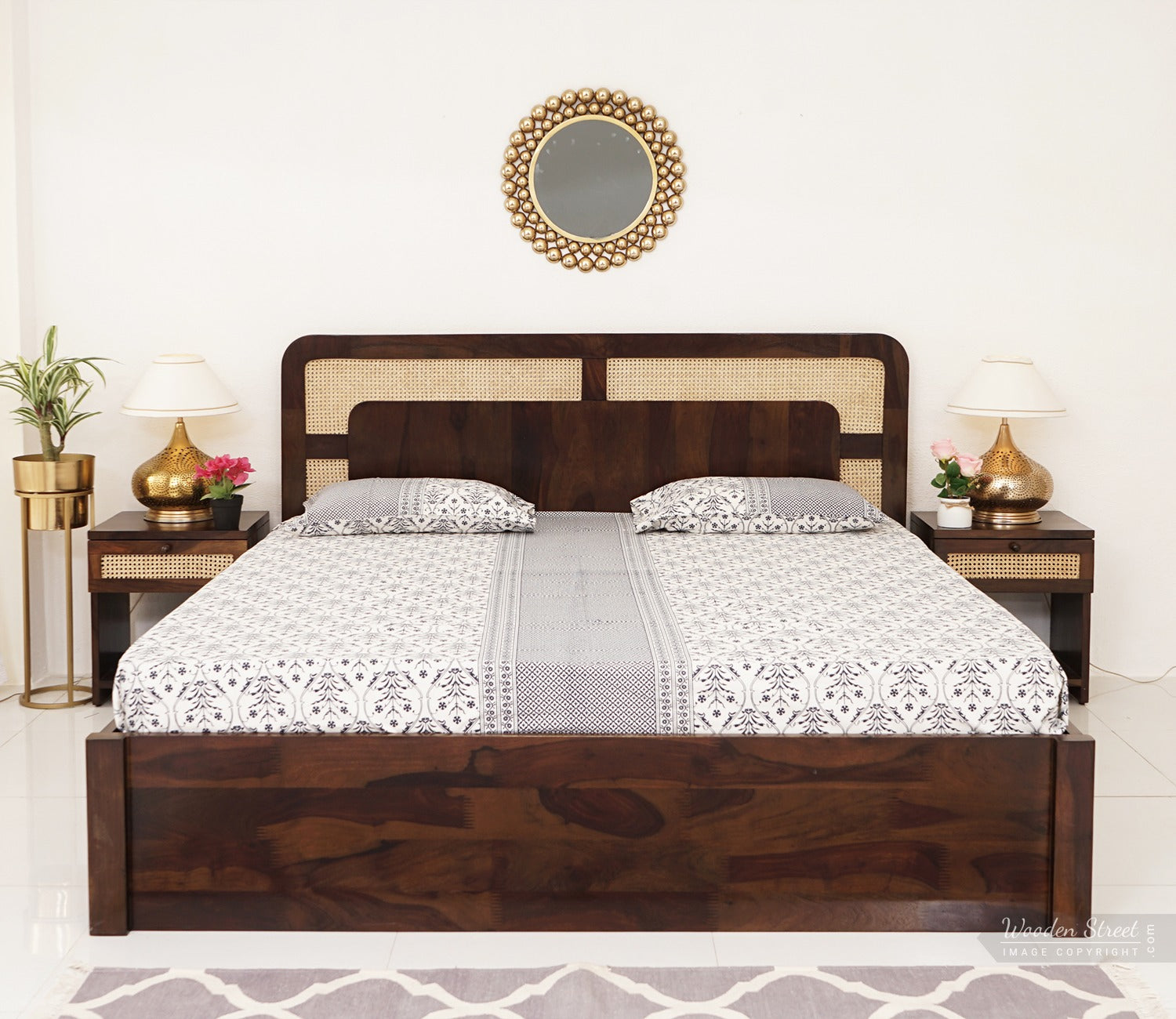Emalyn Bed With Storage (Queen Size, Walnut Finish)
