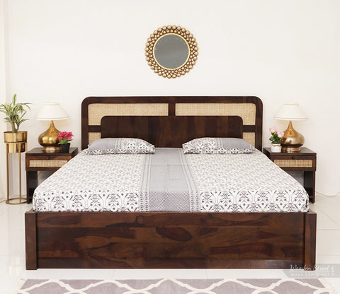 Emalyn Bed With Storage (Queen Size, Walnut Finish)