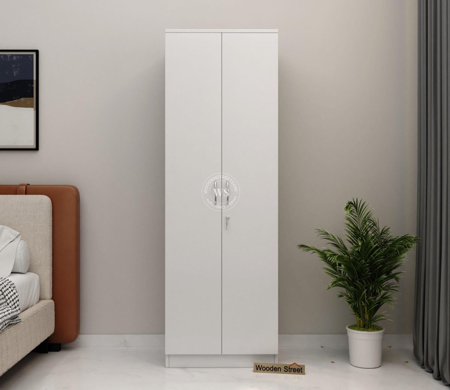 Lillian 2 Door Wardrobe with Shelves (Frosty White Finish)