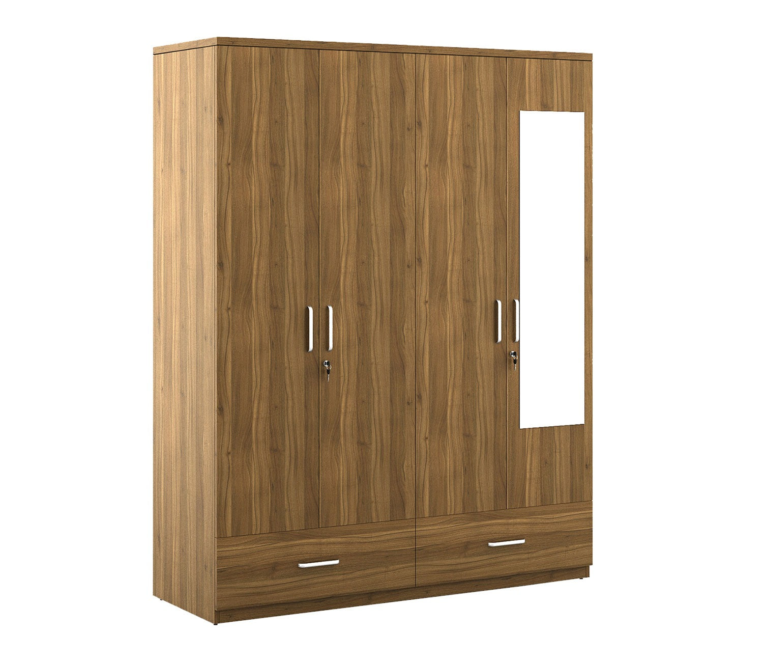 Kosmo Linden 4 Door Wardrobe with Mirror (Exotic Teak Finish)