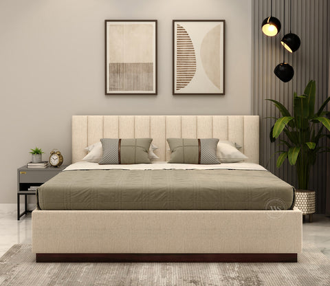 Nuvo Premium Upholstered Bed With Hydraulic Storage (King Size, Jade Ivory)