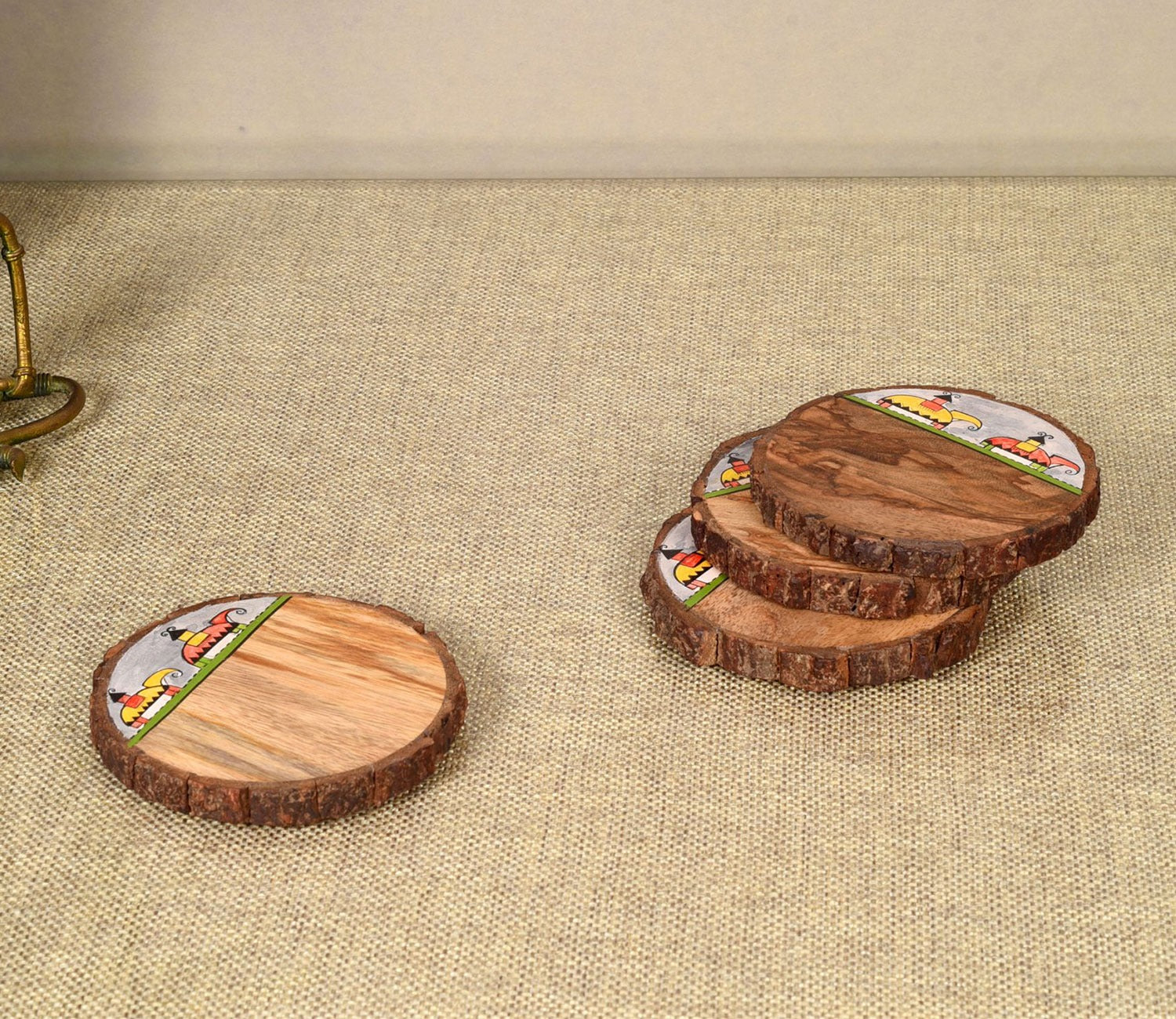 Elephant Parade Round Wooden Coaster Set Of 4