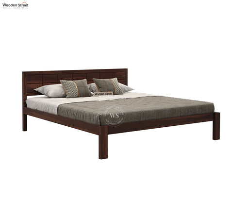 Brixton Sheesham Wood Bed Without Storage (King Size, Walnut Finish)