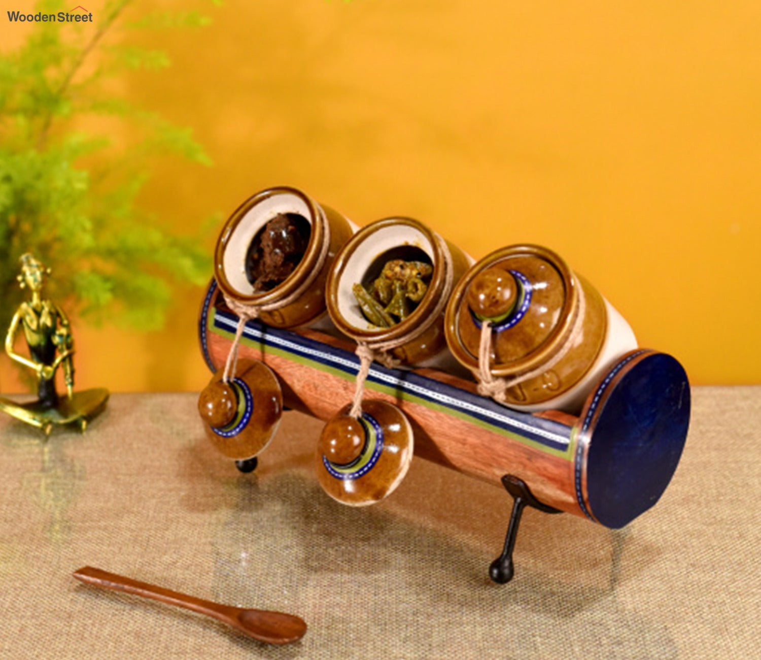 Blue Colour Barni Set With Stylish Tabular Stand
