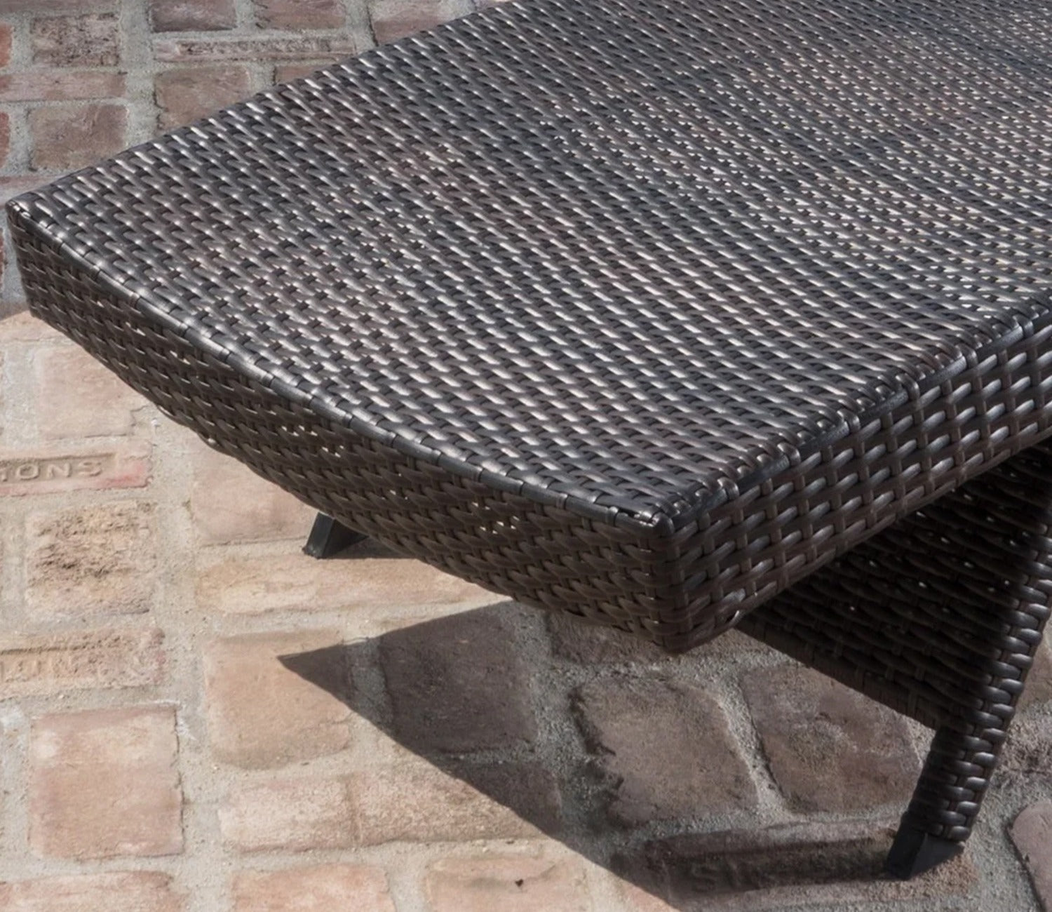 Dark Brown Outdoor Lounger With C Shape Table