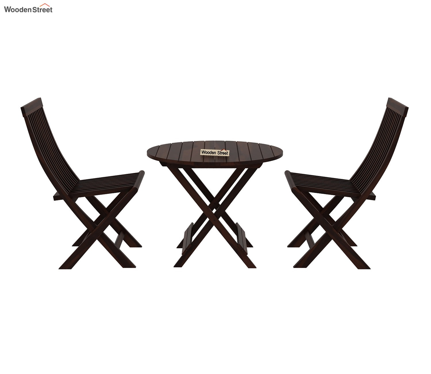 Hanton Folding Chair And Round Table (Walnut Finish)