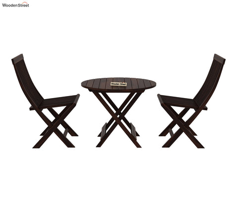 Hanton Folding Chair And Round Table (Walnut Finish)