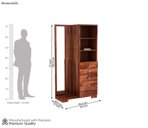 Cinader Sheesham Wood Dressing Table with Storage (Honey Finish)