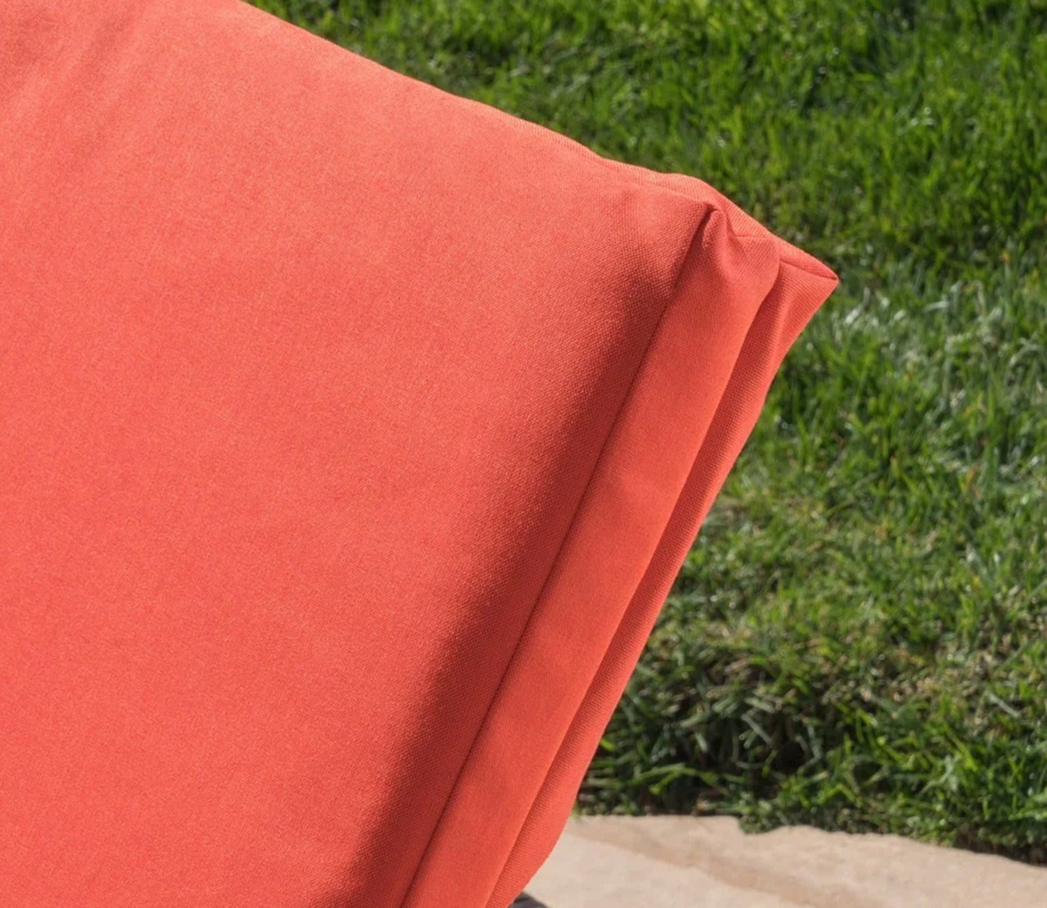 Dark Brown Adjustable Outdoor Patio Lounger With Orange Cushions