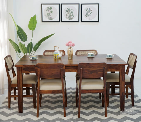 Mcbeth - Trois 6 Seater Dining Set (Honey Finish)