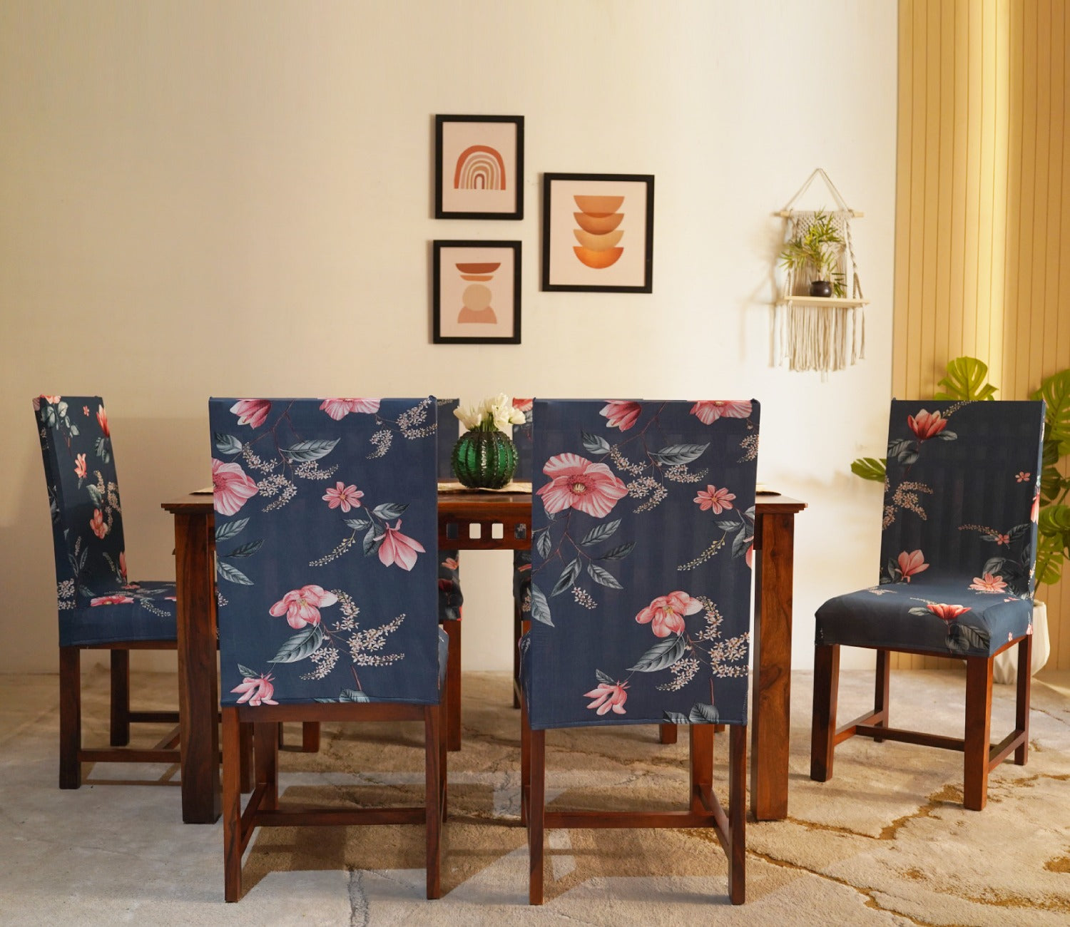 Flaubert Floral Printed Polyester Spandex 1 Piece Chair Cover (Blue)