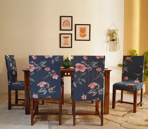 Flaubert Floral Printed Polyester Spandex 1 Piece Chair Cover (Blue)