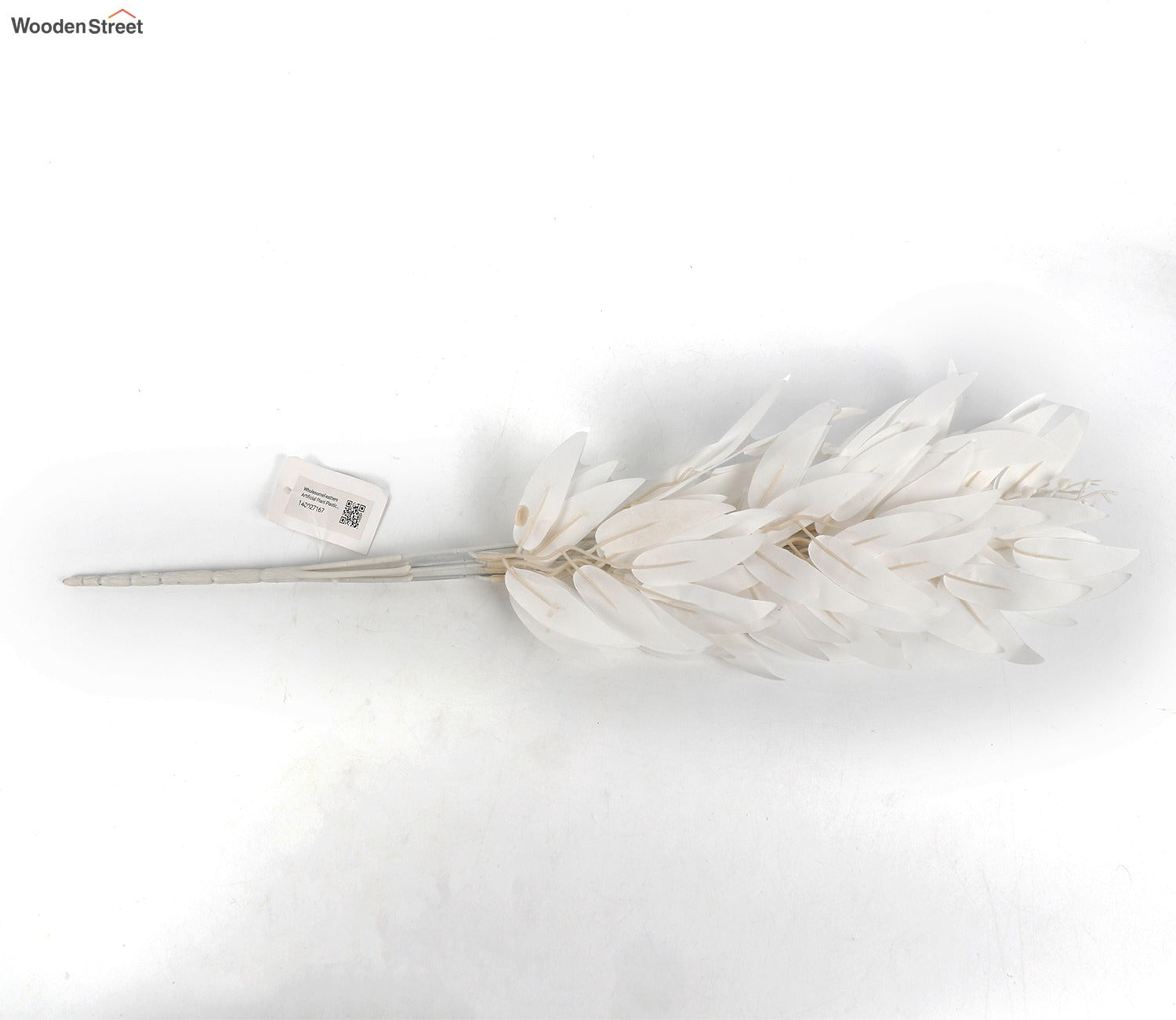 Wholesome Feathers Artificial Plant Plastic Iron Leaf- Set Of 3 (White)