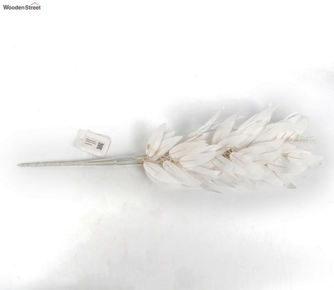 Wholesome Feathers Artificial Plant Plastic Iron Leaf- Set Of 3 (White)