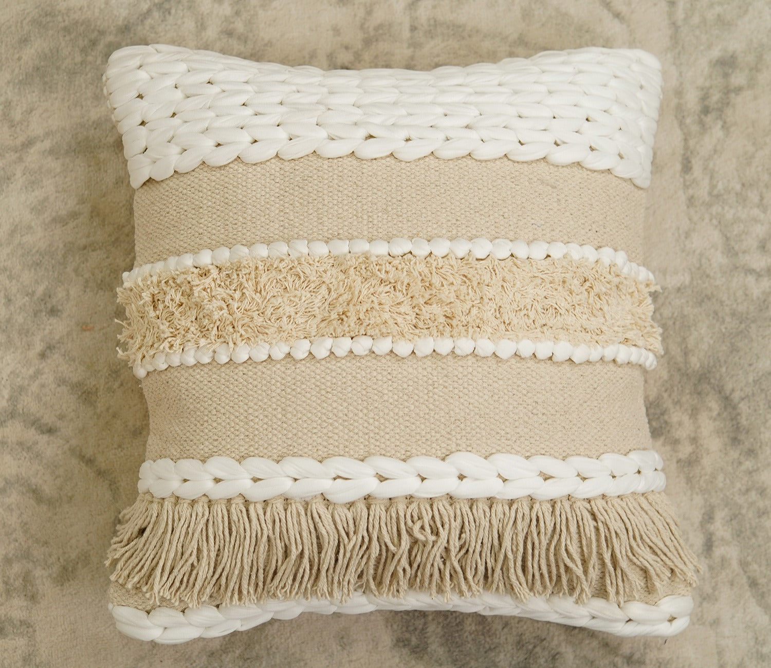Cotton Multicolour Hand Woven Cushion Covers - Set of 1 (18 x 18 inch)