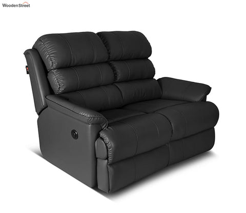 Valencia Leatherette Two Seater Motorized Recliner (Black Upholstery)