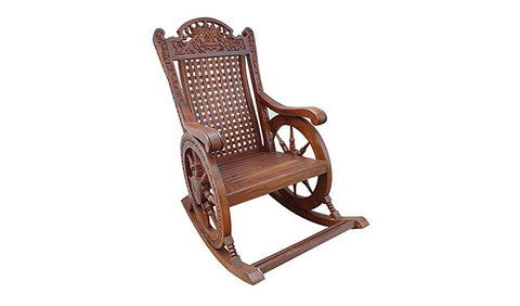 Theo Pure Sheesham Wooden Rocking Chair in Melamine Finish