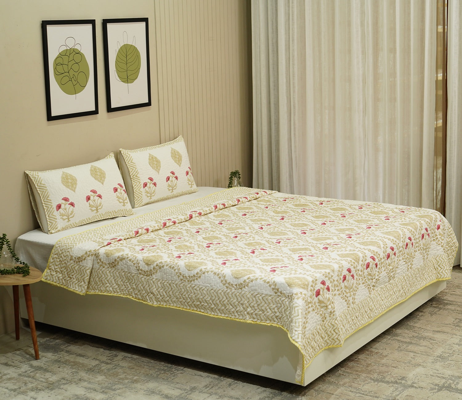 Rose Voyage Pink And Cream Voile Bed Cover