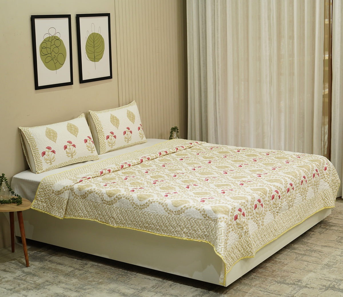 Rose Voyage Pink And Cream Voile Bed Cover