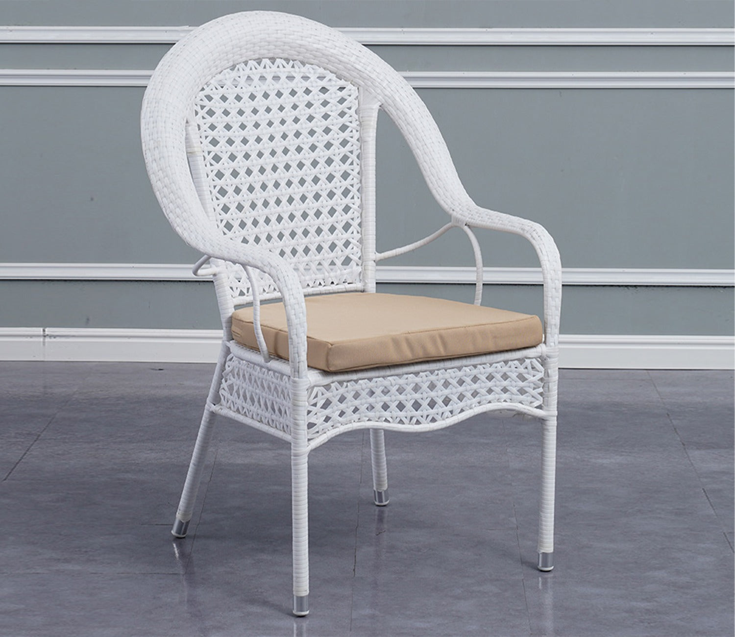Rattan And Wicker 2 Seater Set With Table Set (White)
