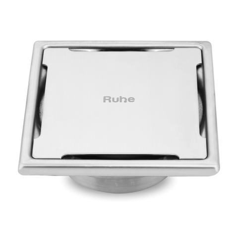 Trueliving_Diamond Silver Square 304-Grade Floor Drain with Collar & Cockroach Trap (6 x 6 Inches)