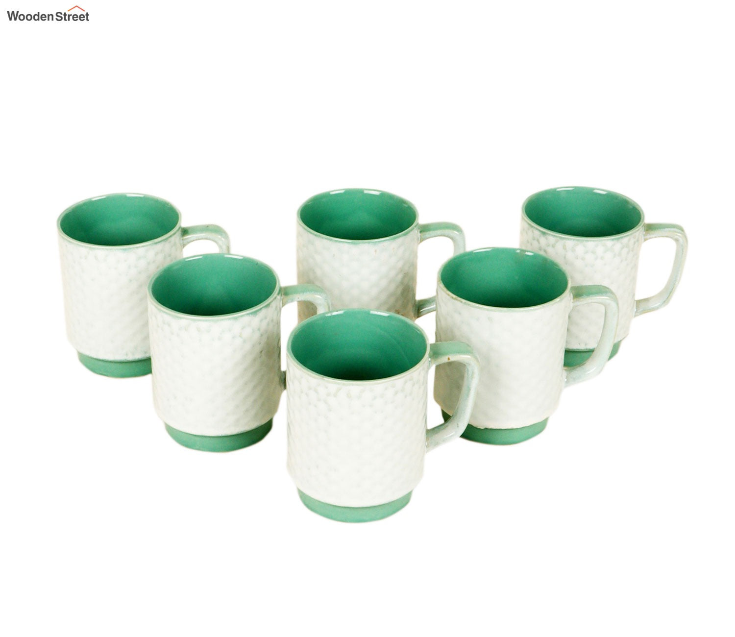 White Pearl Ceramic Tea Cups (Set of 6)