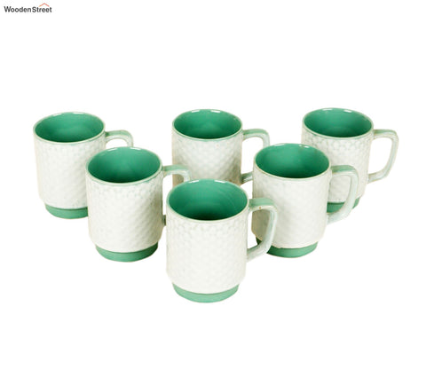 White Pearl Ceramic Tea Cups (Set of 6)