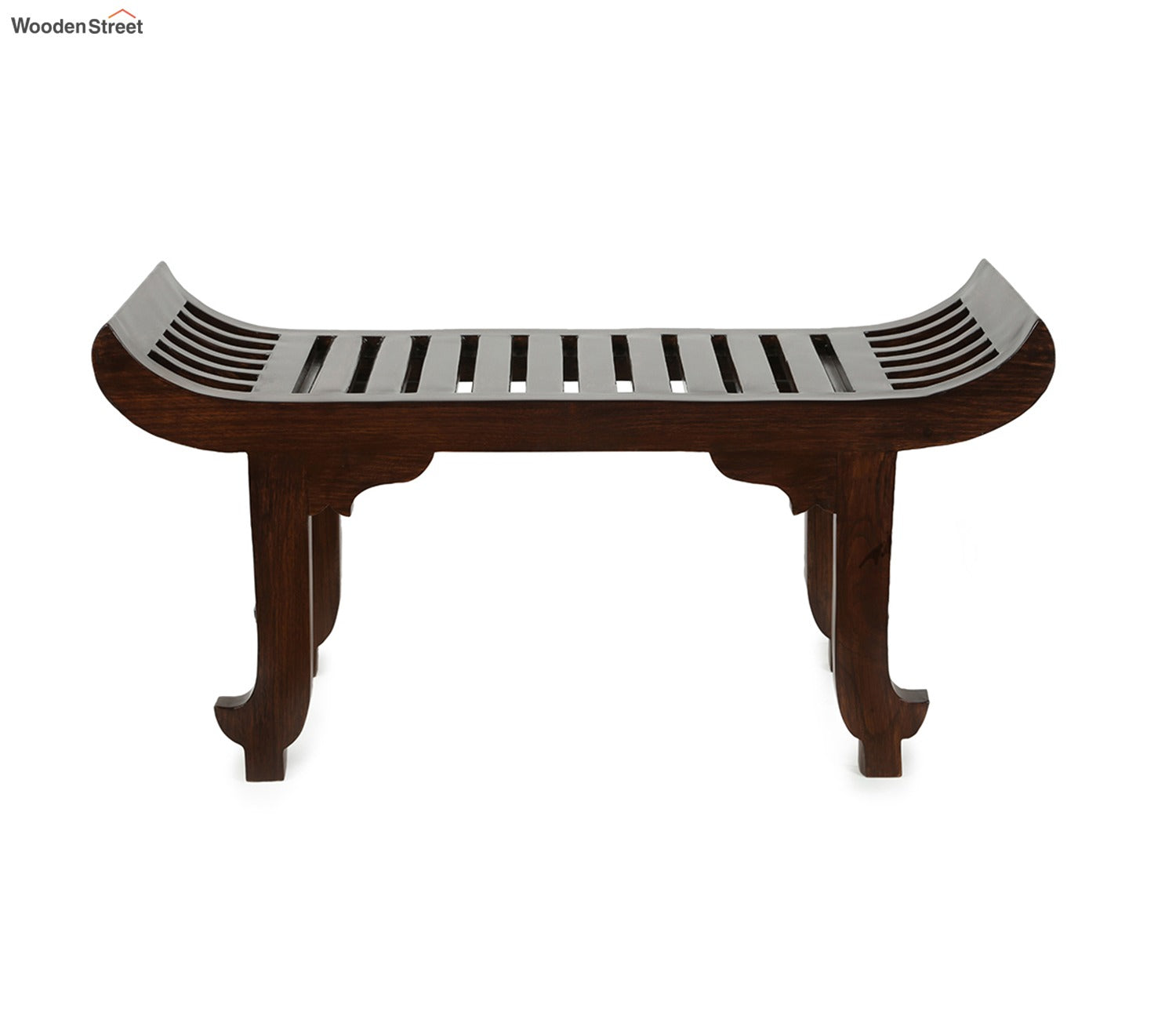 Nemo Ottoman Seater with Striped Wood design in Walnut Finish