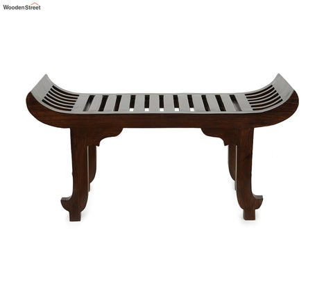 Nemo Ottoman Seater with Striped Wood design in Walnut Finish