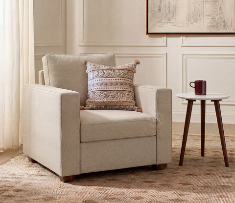 Albus One Seater Fabric Sofa (Cottage Ivory)