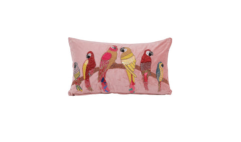 Beaded Sequin Velvet Cushion Covers - Set of 1 (20 x 12 inch, Peach)