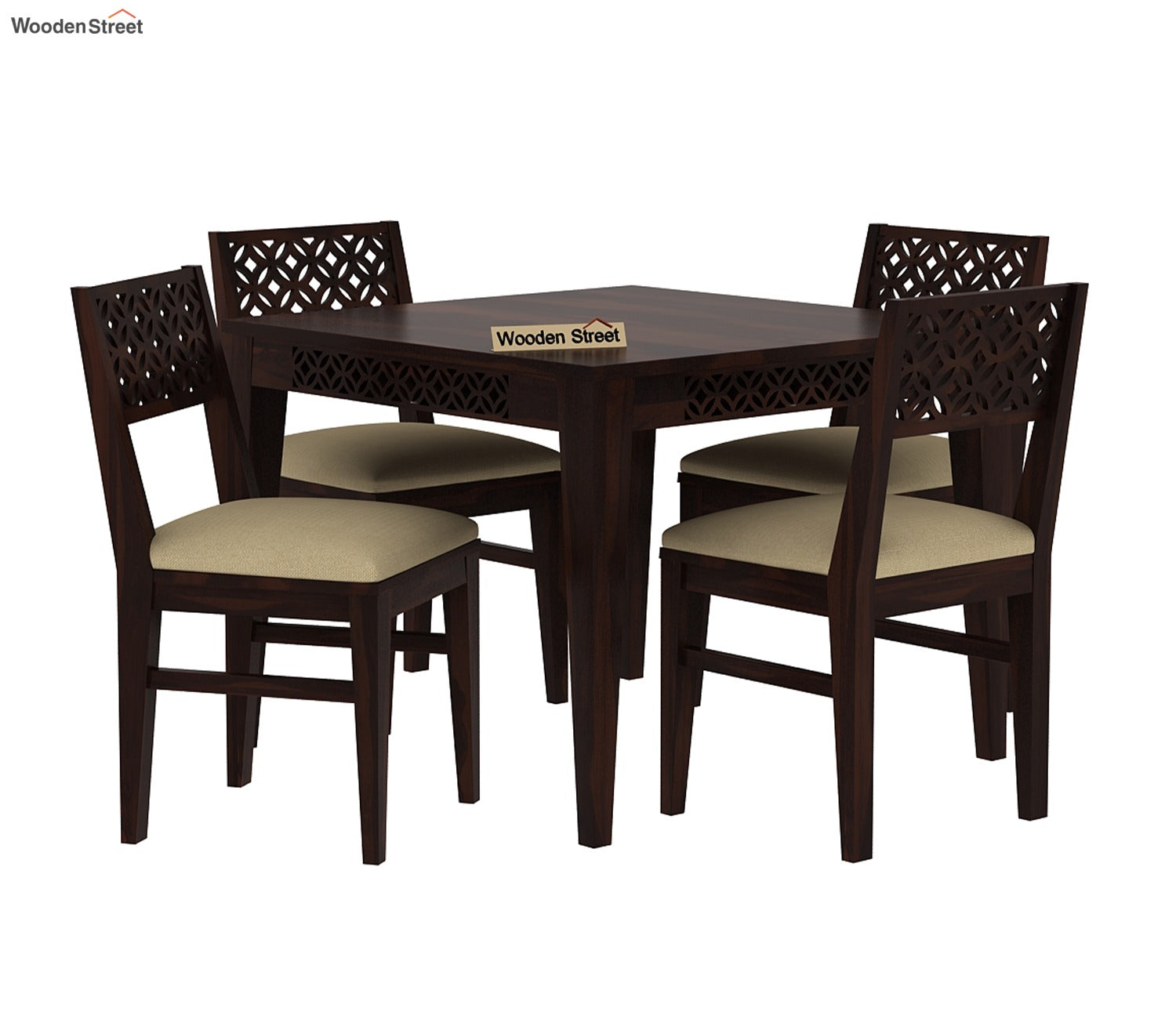 Cambrey 4 Seater Dining Set with Cushioned Chair (Walnut Finish)