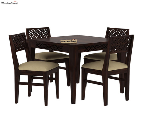 Cambrey 4 Seater Dining Set with Cushioned Chair (Walnut Finish)