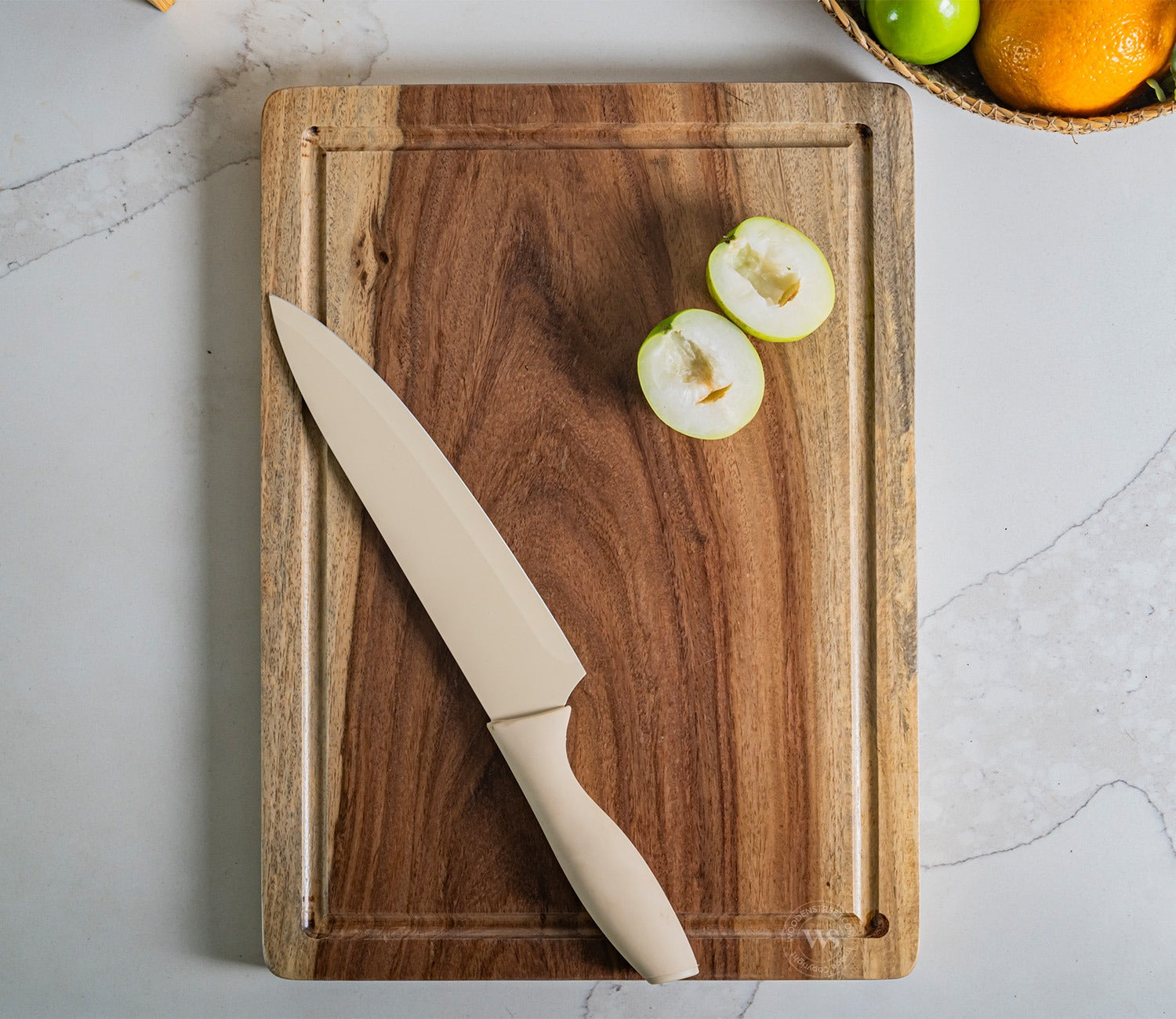 Grove Large Mango Wood Handcrafted Non Slip Chopping Board For Kitchen
