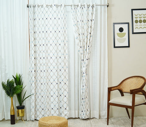 Mesh Door 1 Piece Sheer Curtain (Blue, 7 Feet)