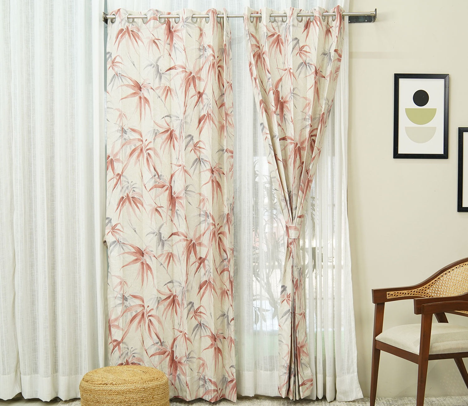 Fern 1 Piece Light-Filtering Curtain (Peach, 7 Feet)