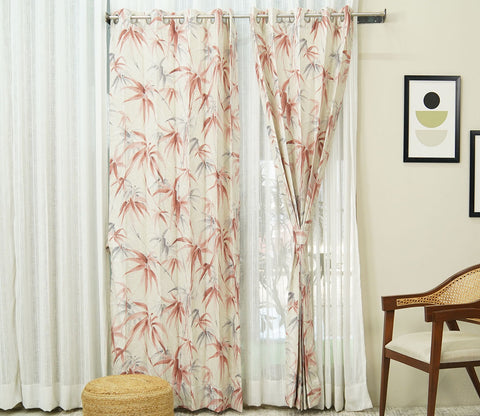 Fern 1 Piece Light-Filtering Curtain (Peach, 7 Feet)