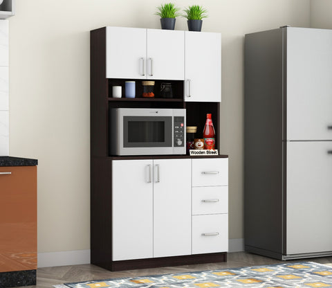 Piero Kitchen Cabinet (Flowery Wenge-Frosty White Finish)