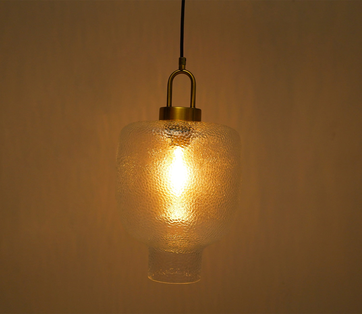 Elision Textured Glass and Metal Hanging Light (Gold, M)