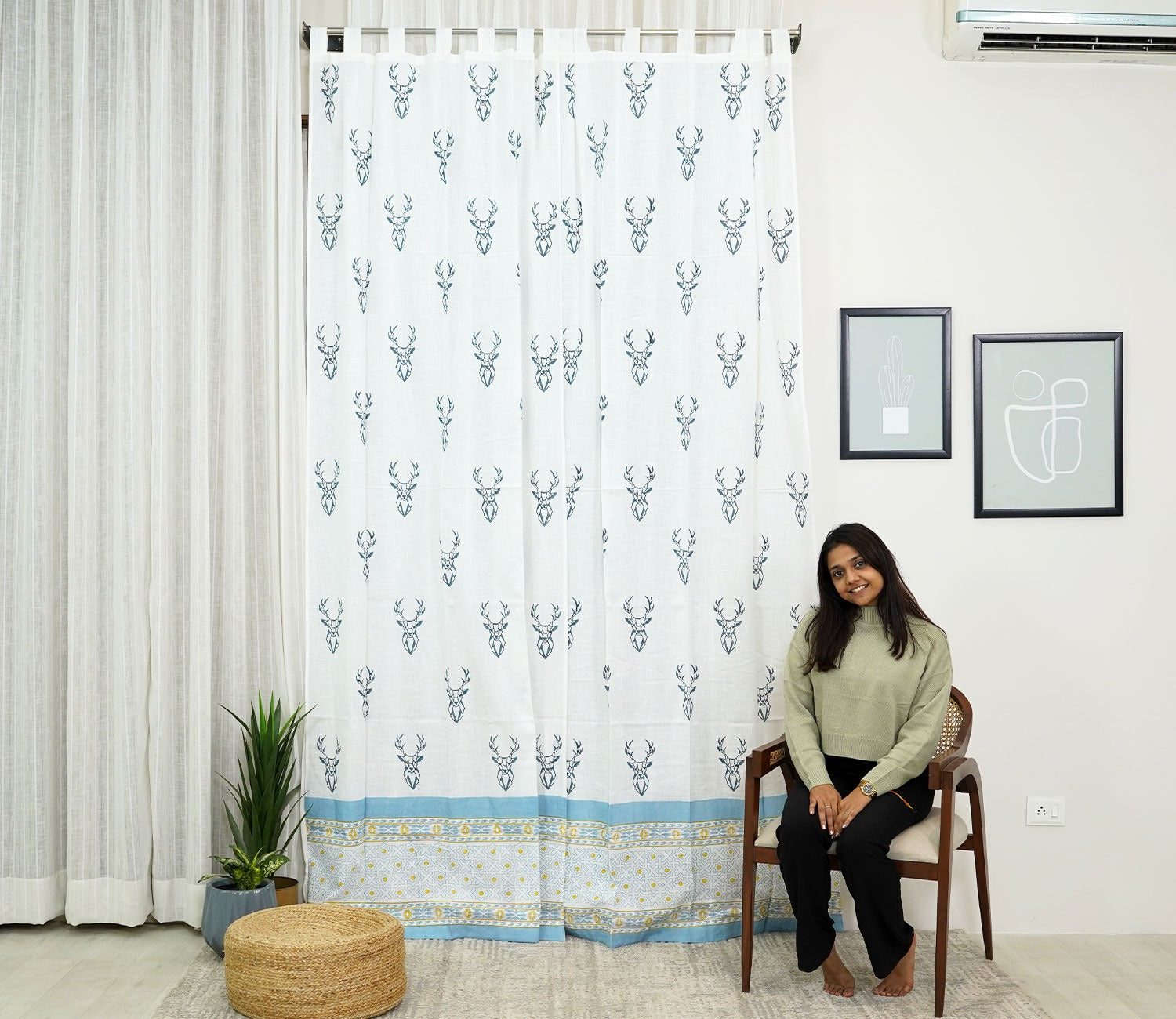 Barasingha 1 Piece Long Door Curtain (White, 9 Feet)