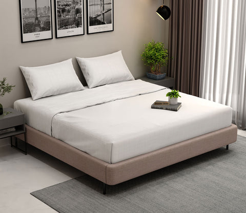 Vegan Dobby Organic Bamboo King Size Bed Sheet with 2 Pillowcases (White)