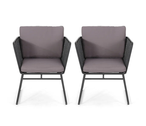 Grey Color Rope 2 Seater Chair Set With Grey Cushions