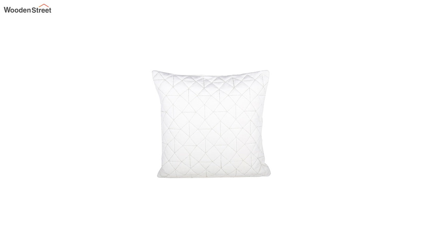 Velvet Quilted Cushion Cover - Set Of 1 (Ivory, 18 x 18 inch)