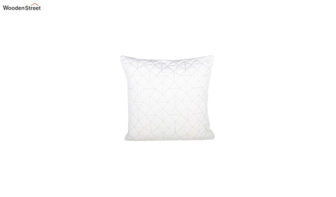Velvet Quilted Cushion Cover - Set Of 1 (Ivory, 18 x 18 inch)