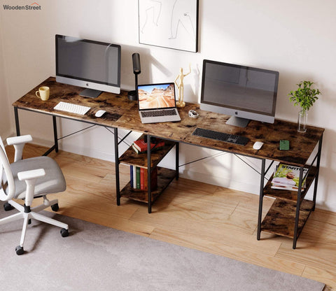L Shaped Desk with Shelves and Reversible Corner Computer Desk