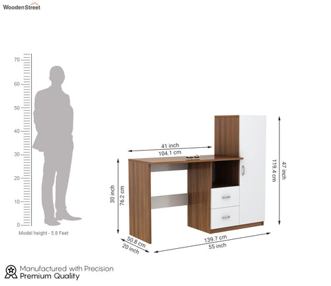 Alister Engineered Wood Study Table (Exotic Teak Frosty White)