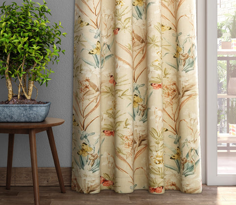 Butterfly 1 Piece Light-Filtering Curtain (Orange, 7 Feet)