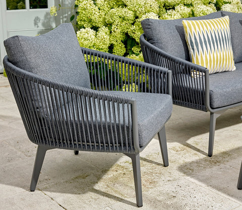 Grey Rope 4 Seater Sofa Set With Table And Grey Cushion color