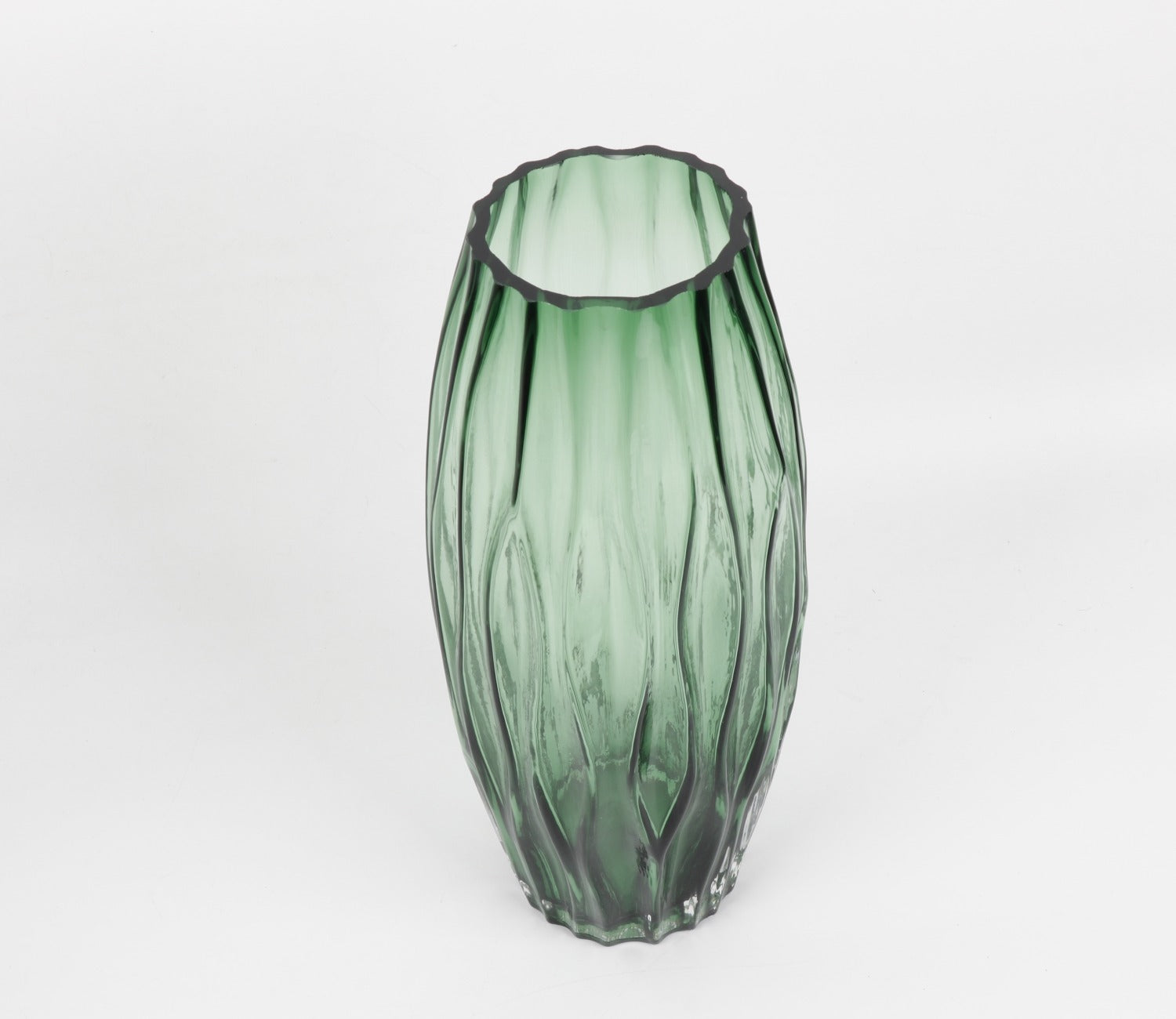 Greenwish Diamnond Textured Vase (Dark Green, L)