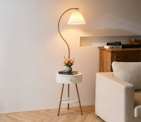 Kingsley Shelf Golden Floor Lamp